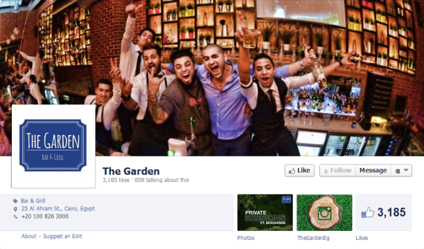 The Facebook page of The Garden